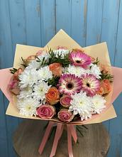 Букет цветов из:  Розы, Герберы и Хризантемы в Грязь