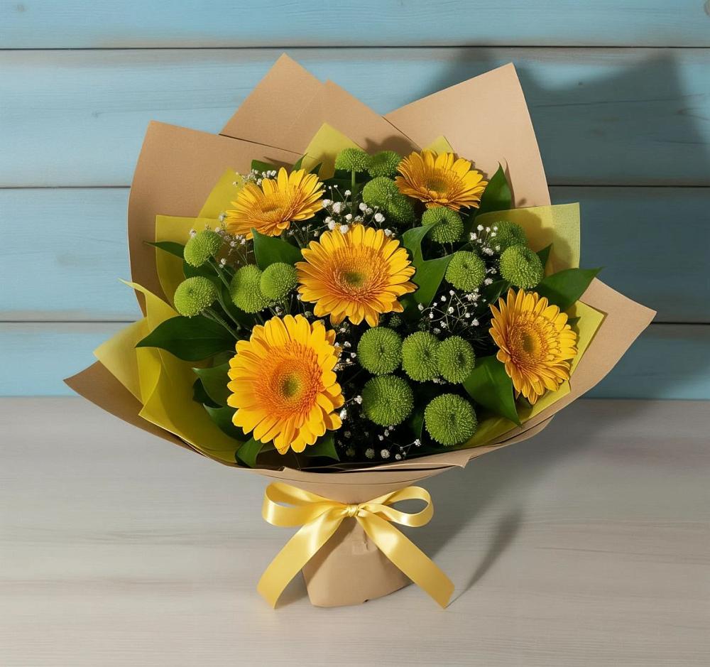 Букет цветов из: Герберы и Хризантемы в Грязь
