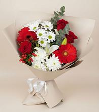 Букет цветов из:  Розы, Хризантемы, Герберы и Лилии в Грязь