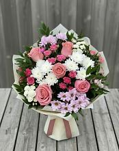 Букет цветов из:  Альстромерии, Гвоздики, Розы и Хризантемы в Грязь