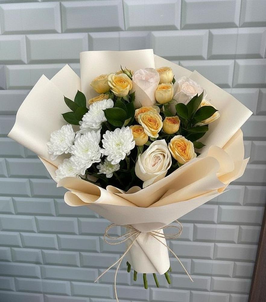 Букет цветов из: Розы и Хризантемы в Грязь