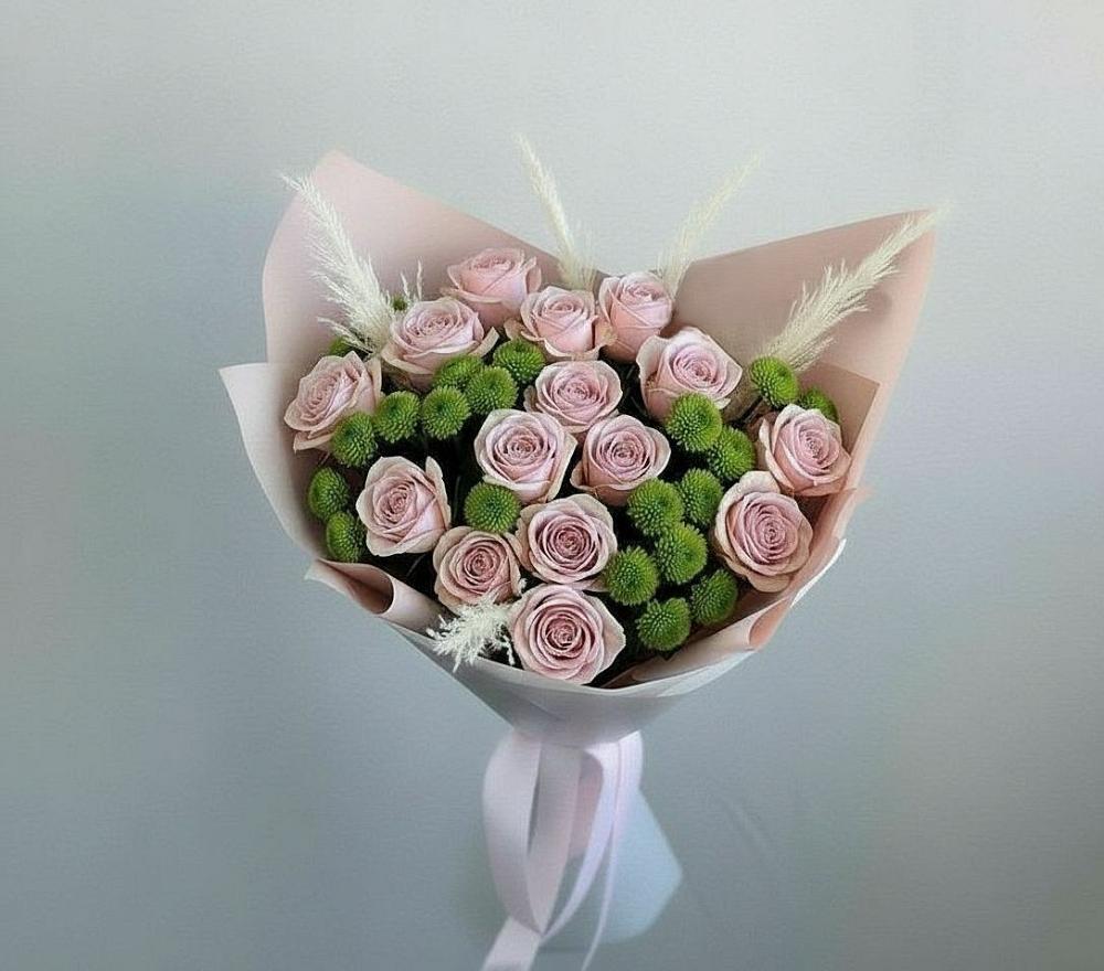 Букет цветов из: Розы и Хризантемы в Грязь