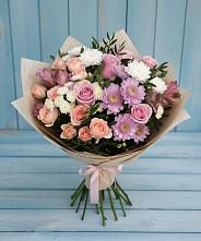 Букет цветов из:  Хризантемы, Розы и Альстромерии в Грязь