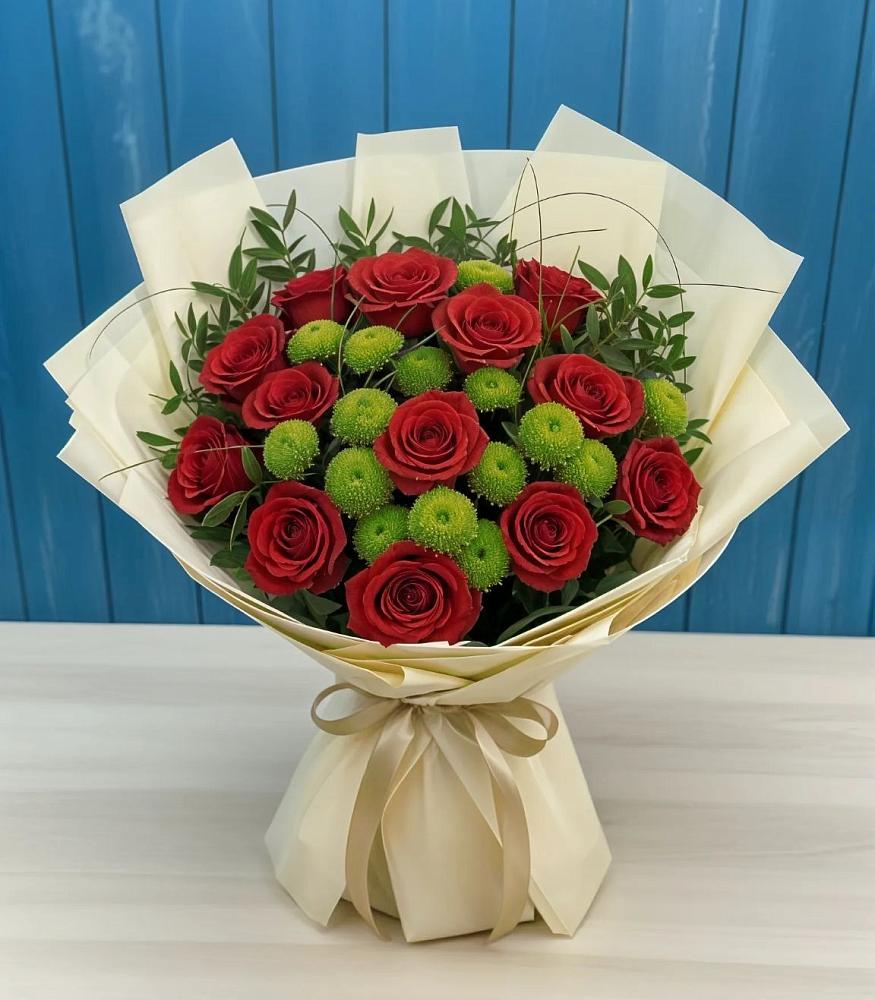 Букет цветов из: Розы и Хризантемы в Грязь